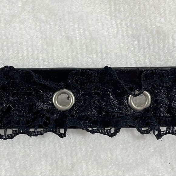 Black Belt Black Ruffle Accents Thin Dress Belt - Black Lace Ruffled Belt - Picture 6 of 9